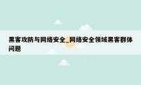 黑客攻防与网络安全_网络安全领域黑客群体问题