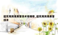超实用简易黑客技术有哪些_超实用简易黑客技术