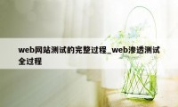 web网站测试的完整过程_web渗透测试全过程