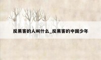 反黑客的人叫什么_反黑客的中国少年