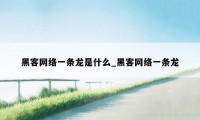 黑客网络一条龙是什么_黑客网络一条龙