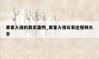 黑客入侵的真实案例_黑客入侵石家庄视频大全