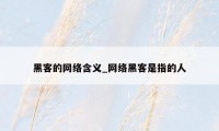 黑客的网络含义_网络黑客是指的人