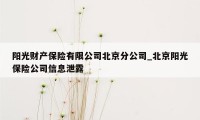 阳光财产保险有限公司北京分公司_北京阳光保险公司信息泄露