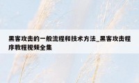 黑客攻击的一般流程和技术方法_黑客攻击程序教程视频全集