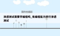 渗透测试需要学编程吗_有编程能力转行渗透测试