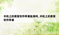 手机上的黑客软件苹果能用吗_手机上的黑客软件苹果