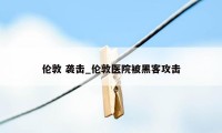 伦敦 袭击_伦敦医院被黑客攻击