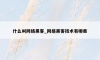 什么叫网络黑客_网络黑客技术有哪些