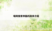 暗网搜索神器的简单介绍