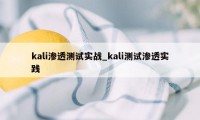 kali渗透测试实战_kali测试渗透实践