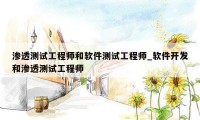 渗透测试工程师和软件测试工程师_软件开发和渗透测试工程师